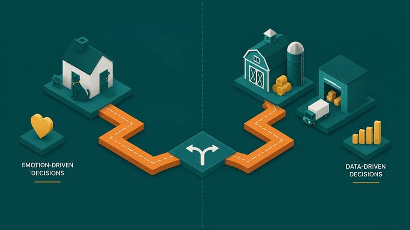 Minh họa isometric so sánh marketing B2C hướng đến chủ thú cưng và marketing B2B hướng đến trang trại, đại lý phân phối trong ngành thú y