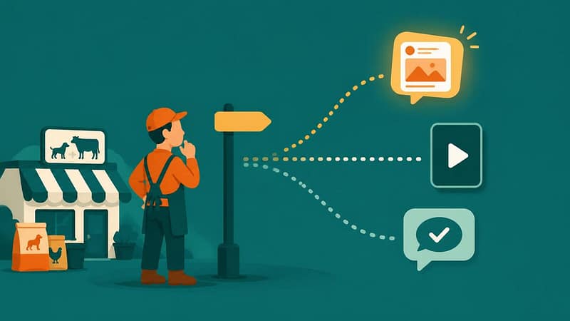 Minh họa chọn kênh mạng xã hội phù hợp cho phòng khám, trang trại và đại lý thú y